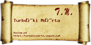 Turbéki Márta névjegykártya